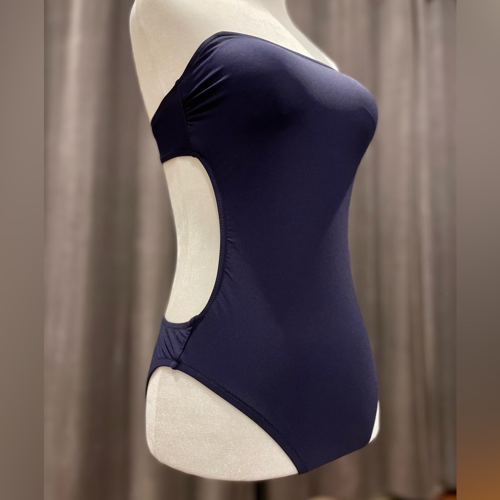 J.Crew navy blue back cutout strapless swimsuit